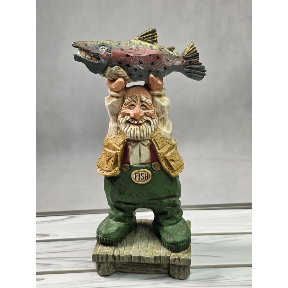 David Frykman Portfolio Happy Fisherman with His Catch 1996 Vintage Decor